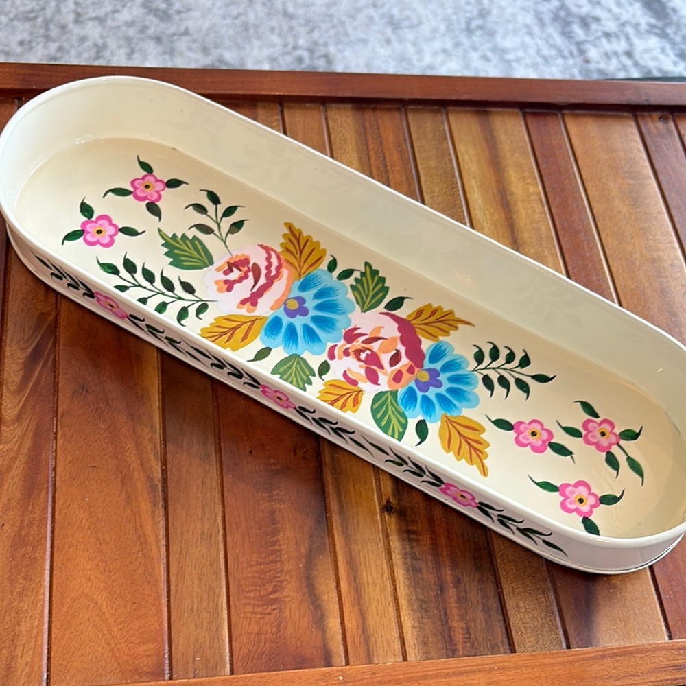 Karma Living Vibrant Floral Oval Tray